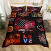 Love Firefighter Quilt Bedding Set