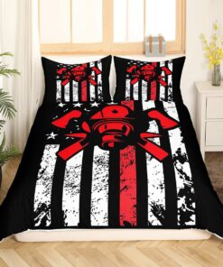 American Flag Firefighter Quilt Bedding Set