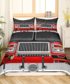 3D Fire Truck Quilt Bedding Set