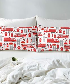 Red Fire Fighting Quilt Bedding Set