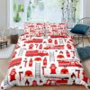 Red Fire Fighting Quilt Bedding Set