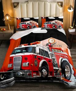 Fire Truck Quilt Bedding Set For Kids