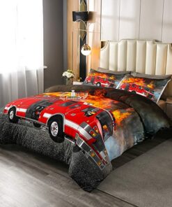 Red Fire Truck Car Quilt Bedding Set