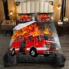 Red Fire Truck Car Quilt Bedding Set