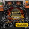 Personalized Firefighter Armor Name And Number Can Be Changed Quilt Bedding Set