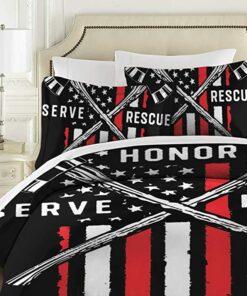 Firefighter American Flag Quilt Bedding Set