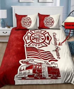 Customize Name Firefighter Quilt Bedding Set