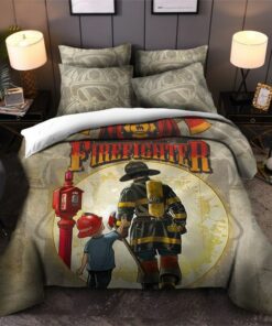 Dad And Son Firefighter Quilt Bedding Set