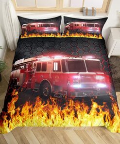 Firefighter Car Quilt Bedding Set