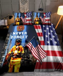 Firefighter Never Forget 3D Quilt Bedding Set
