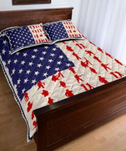 Firefighter Flag USA Quilt Bedding Set