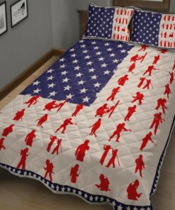 Firefighter Flag USA Quilt Bedding Set