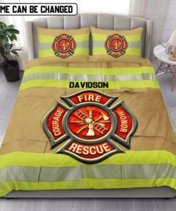 Personalized Firefighter Quilt Bedding Set