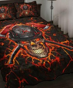 Firefighter Skull Quilt Bedding Set