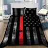 Thin Red Line Firefighter Quilt Bedding Set