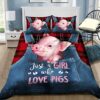 Just A Girl Who Love Pig Animal Cute Jean Quilt Bedding Set