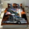 American Flag Eagle Cross Trucker Driver Quilt Bedding Set