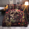 Floral Skull In Forest Duvet Cover Pillowcases Quilt Bedding Set