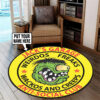 Personalized Garage Anti Social Club Rat Fink Round Rug