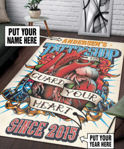 Personalized Tattoo Shop Guard Yor Heart Rug