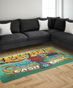 Bright Bold Color Design Cash Only Tattoo Rug