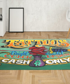 Bright Bold Color Design Cash Only Tattoo Rug