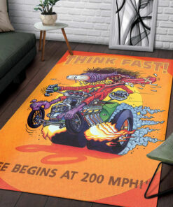 Rat Fink Think Fast Hot Rod Rug