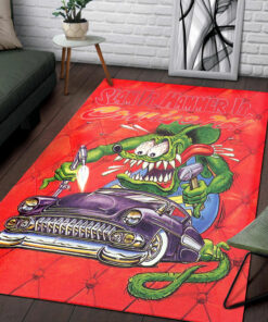 Rat Fink Slam It Hammer It Cruise It Hot Rod Rug