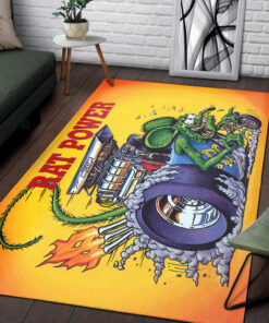 Rat Fink Rat Power Hot Rod Rug