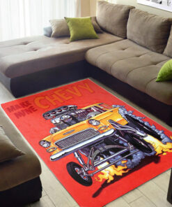 Rat Fink Make Mine Chevy Hot Rod Rug