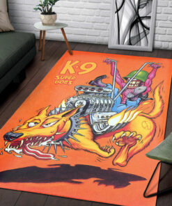 K9 Super Dogs Rat Fink Chopper Rug