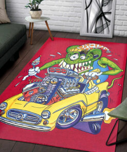 Rat Fink Riding Hot Rod Rug