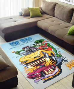 Rat Fink I'm Bad Cause I Like Vettes Rug