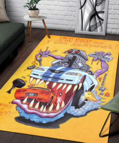 Rat Fink I'm Bad Cause I Love Mustang's Rug