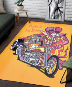 Hot Rods And Fat Bobs Rat Fink Motorcycle Rug