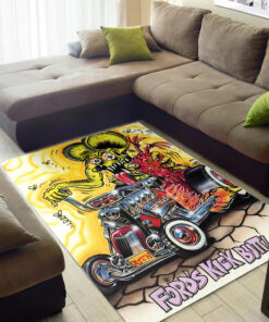 Rat Fink Fords Kick Butt Hot Rod Rug