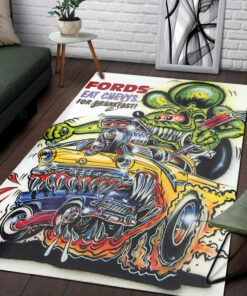 Fords Eat Chevys For Breakfast Hot Rod Rat Fink Area Rug