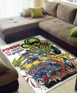 Fords Eat Chevys For Breakfast Hot Rod Rat Fink Area Rug