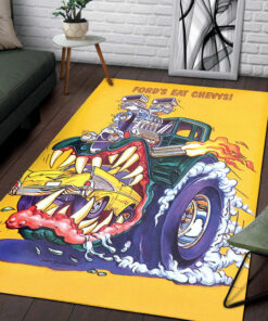 Fords Eat Chevys For Breakfast Hot Rod Rat Fink Rug
