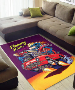 Flaming Hair Rat Fink Hot Rod Rug