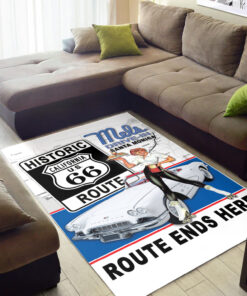 Mels Diner Drive In Route 66 Vintage Chevrolet Corvette 1961 Hot Rod Rug