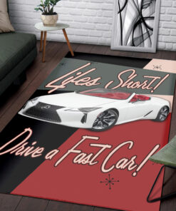 Alternative view of Life is Short Drive a Fast Car Hot Rod Rug