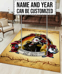 Personalized Name And Year Tattoo Studio Rug