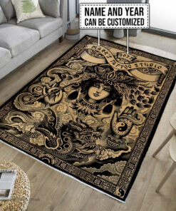 Personalized Tattoo Studio Women And Dragon Rug