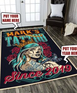 Personalized Women Tattoo Area Rug