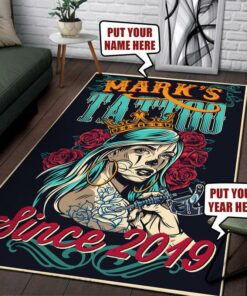 Personalized Women Tattoo Area Rug
