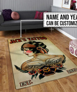 Personalized Old School Flapper Tattoo Rug