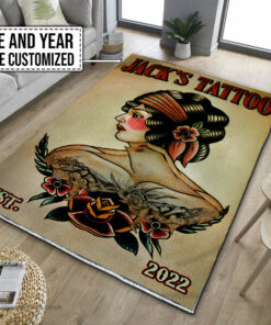 Personalized Old School Flapper Tattoo Rug