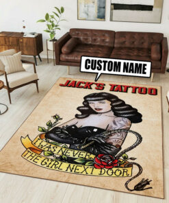 Personalized Bettie Page Queen Of Pinups Tattoo Rug