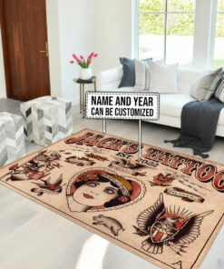Personalized Vintage Old School Tattoo Rug